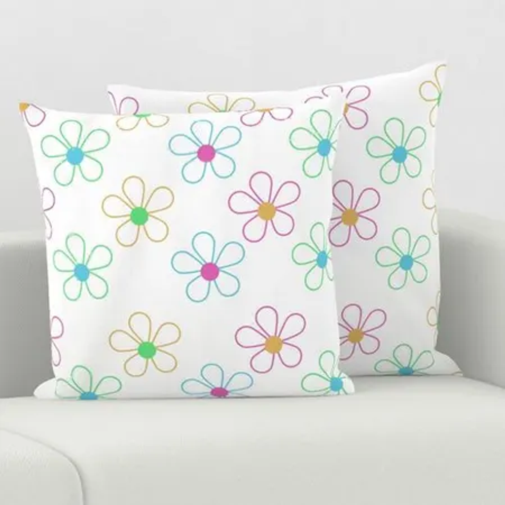 Floral rainbow cushion cover